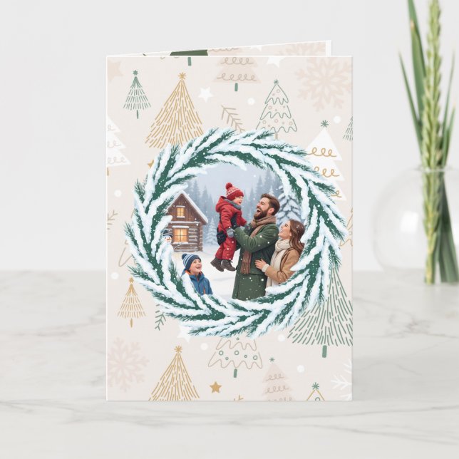 Cartão Winter Family Moments – Snowy Invitation Card" (Frente)