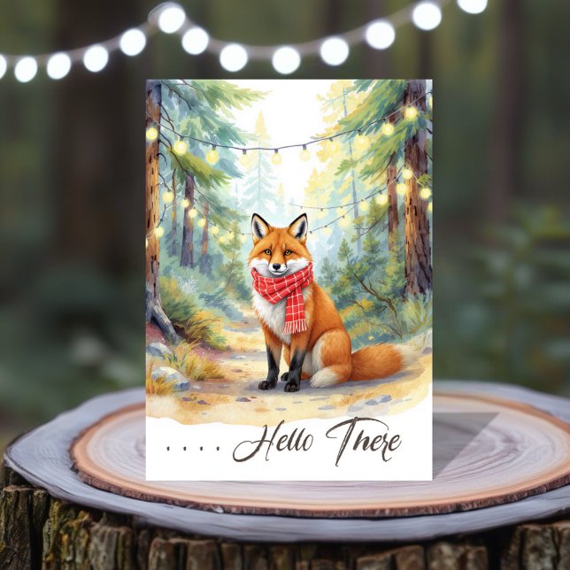Cartão Winter Holiday Fox (Bring a touch of woodland magic to your holiday season with this charming illustration of a fox.)