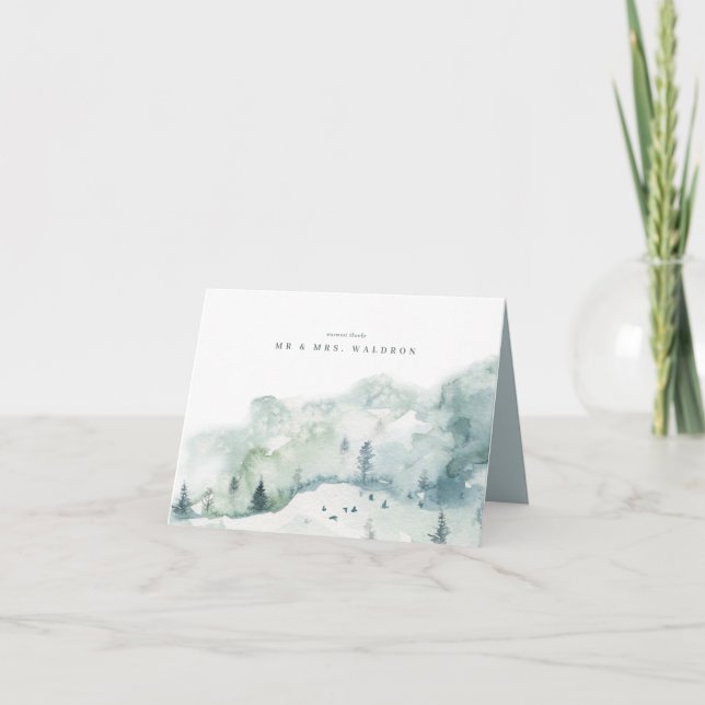 Cartão Winter Mystère Wedding Obrigado Folheto (Frente)