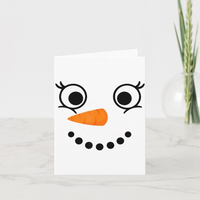 Cartão Winter Snowman Face Eyelashes Christmas Xmas Fun D (Frente)