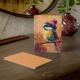Cartão Winter Songbird in Knit Hat | Tumbleweed Greeting