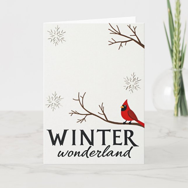 Cartão Winter Wonderland Cardinal Card (Frente)