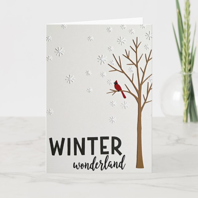 Cartão Winter Wonderland Cardinal Card (Frente)