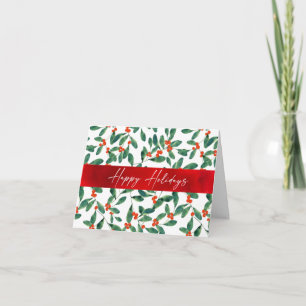 Cartão Winterberry (Faixa Vermelha Clássica) Boas Festas