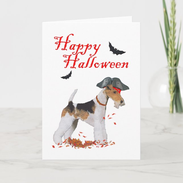 Cartão Wire Fox Terrier Halloween (Frente)
