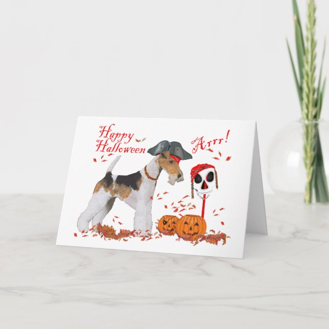 Cartão Wire Fox Terrier Halloween (Frente)
