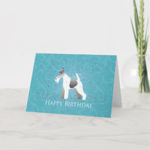 Cartão Wire Fox Terrier Silhouette Birthday Design