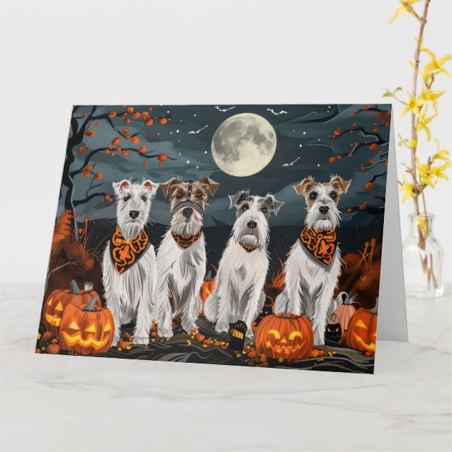 Cartão Wirefox Terrier Halloween Spooky (Flor Amarela)