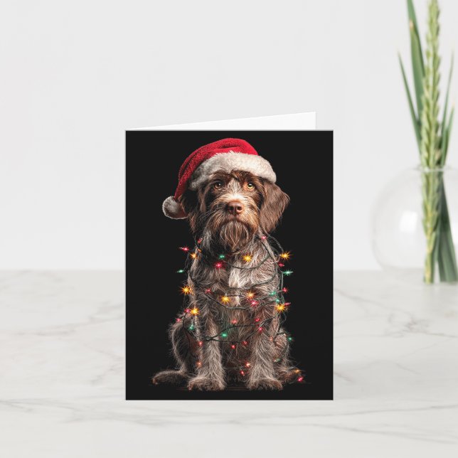 Cartão Wirehaired Inting Griffon Christmas Graphics Dog L (Frente)