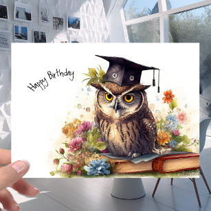 Cartão Wise e Clever Owl - Livro de Biblioteca Escolar An