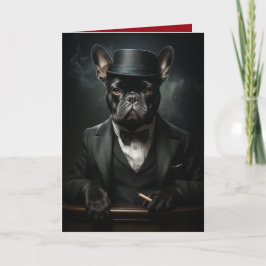 Cartão Wise Gentleman Bulldog em Tux, Cães Engraçados