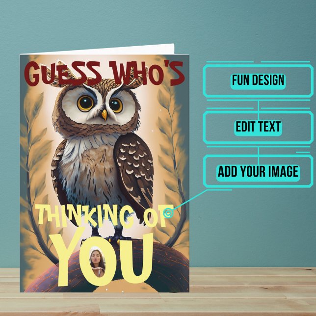 Cartão Wise Owl pensando em você (Sending a "thinking of you" card is one of the most thoughtful messages you can send.)