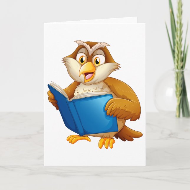 Cartão Wise Owl Reading Book (Frente)