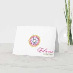 Cartão Wishing de boas-vindas ao mandala mínimo branco