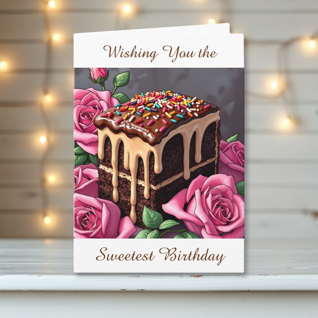 Cartão Wishing You the Sweetest Birthday | Cake (Criador carregado)