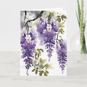 Cartão Wisteria - Flores aquarela