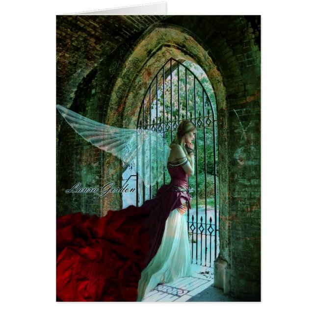 Cartão Wistful do anjo (Frente)