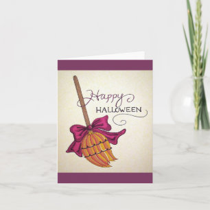 Cartão Witch's Broom Halloween greeting card