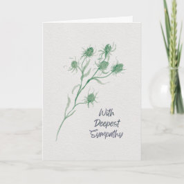 Cartão With Deepest Sympathy – Green Thistle Watercolor
