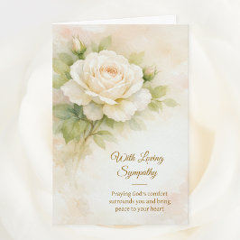 Cartão With Loving Sympathy Christian Ivory Floral 