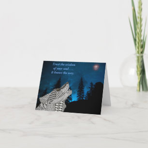 Cartão Wolf Howling at the Moon Greeting Card