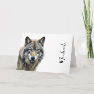 Cartão Wolf Retraia Seu Nome Manuscrito Personalizado