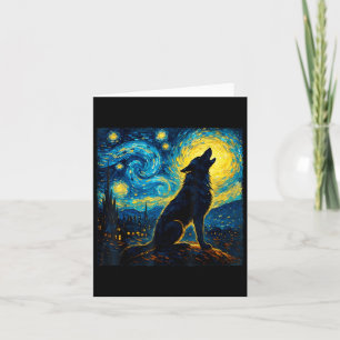 Cartão Wolf Starry Night Howling Moon Engraçado Presente