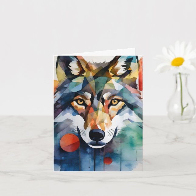 Cartão Wolf Watercolor Greeting Card (Planta pequena)