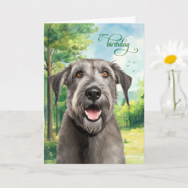 Cartão Wolfhound Dog Birthday Wishes Park with Oaks