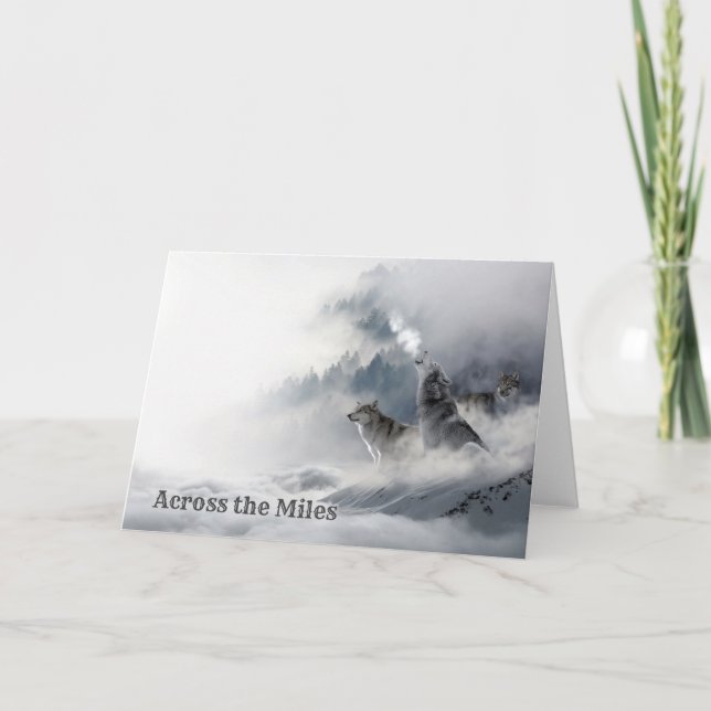 Cartão Wolves Howling em carta de saudação de inverno (Frente)