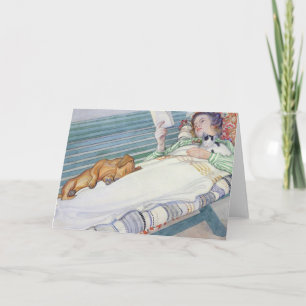 Cartão Woman Lying On A Bench 1913 By Carl Larsson