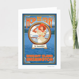 Cartão Woman Riding Ferry - Whidbey Island, Washington