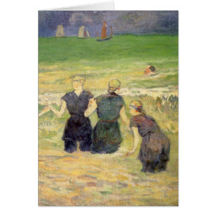 Cartão Women Bathing Dieppe por Paul Gauguin