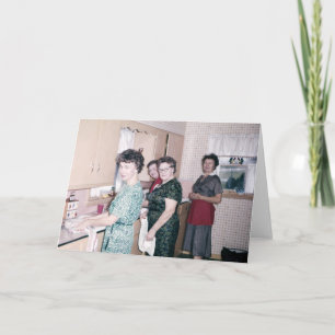 Cartão Women in the Kitchen Retro Greeting Card