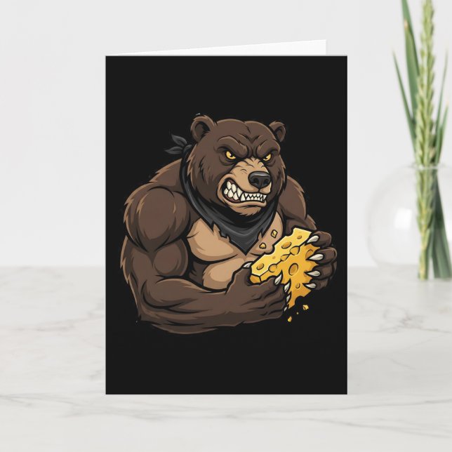 Cartão Womens Bear Eating Cheese (Frente)