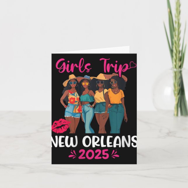Cartão Womens Black Girls Trip New Orleans 2025 Vacation  (Frente)