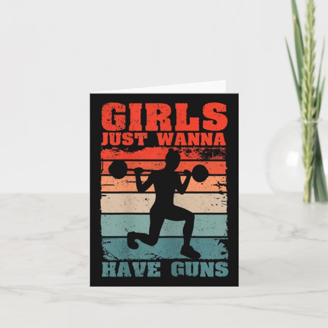 Cartão Womens Girls Just W Have Guns Funny Workout Girl G (Frente)
