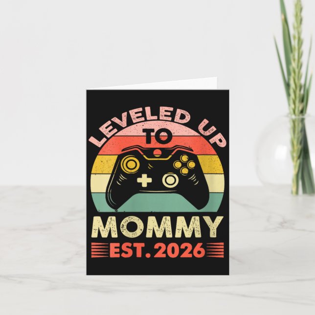 Cartão Womens Leveling Up To Mommy 2026 First Time Mom 20 (Frente)
