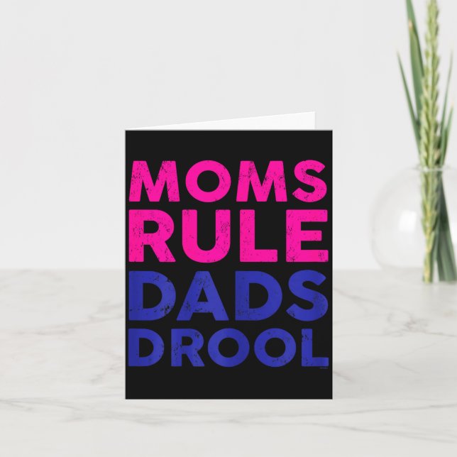 Cartão Womens Moms Rule Dads Drool Funny Mother's Day Gra (Frente)