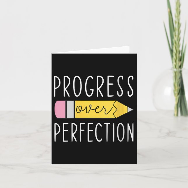 Cartão Womens Progress Over Perfection Motivational Teach (Frente)