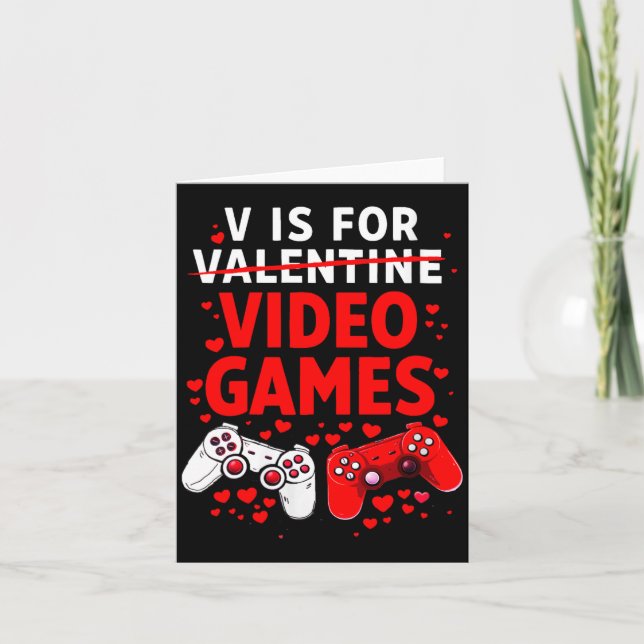 Cartão Women's V Is For Video Games Funny Valentines Game (Frente)