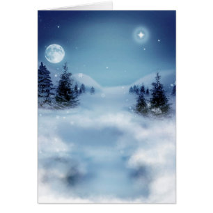 Cartão Wonderland de inverno à noite