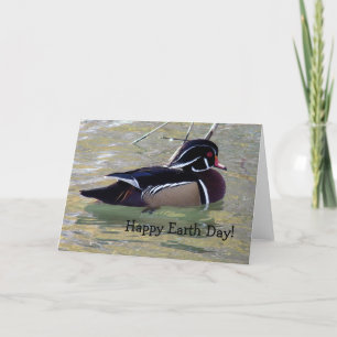 Cartão Wood Duck Drake, Happy Earth Day!