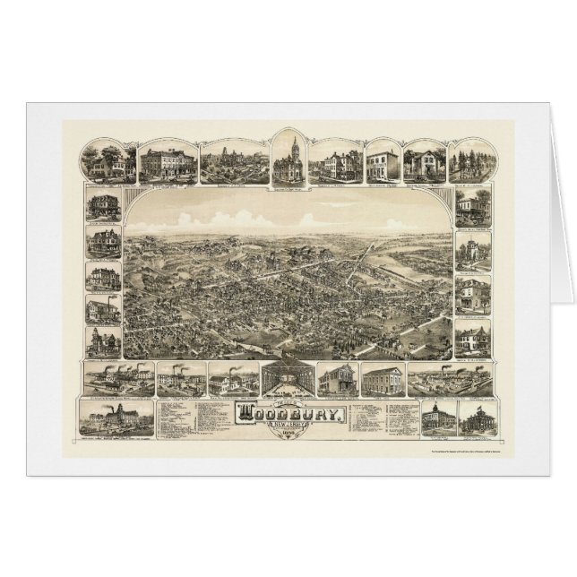 Cartão Woodbury, mapa panorâmico de NJ - 1886 (Frente Horizontal)