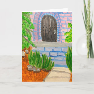 Cartão Wooden Door 🚪 In Brick 🧱 Building
