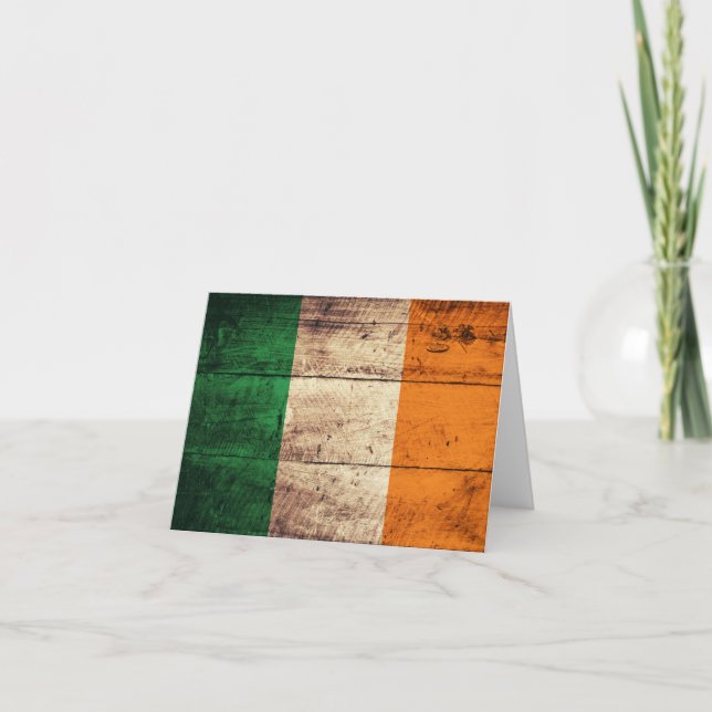 Cartão Wooden Ireland Flag (Frente)