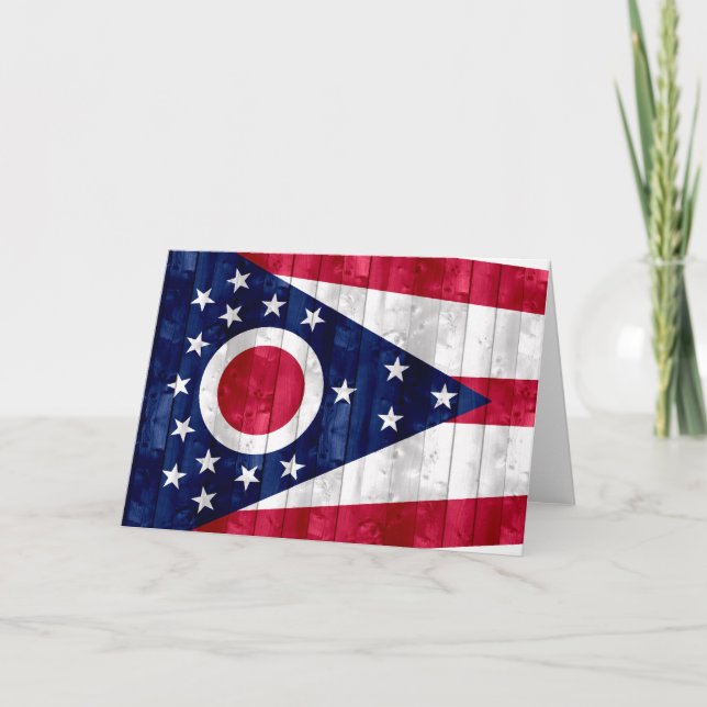 Cartão Wooden Ohioan Flag (Frente)