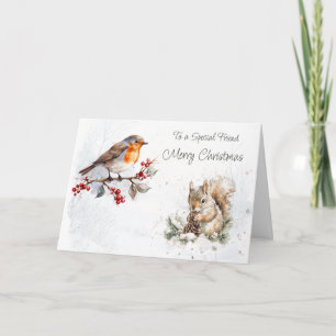 Cartão Woodland Amigos Robin Squirrel Natal