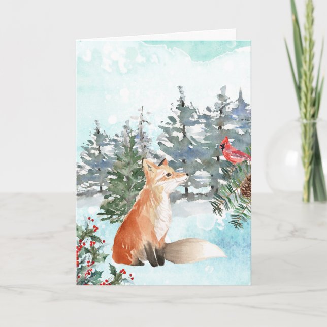 Cartão Woodland Fox Christmas (Frente)