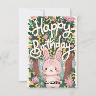 Cartão Woodland Kids Bunny Digital Birday